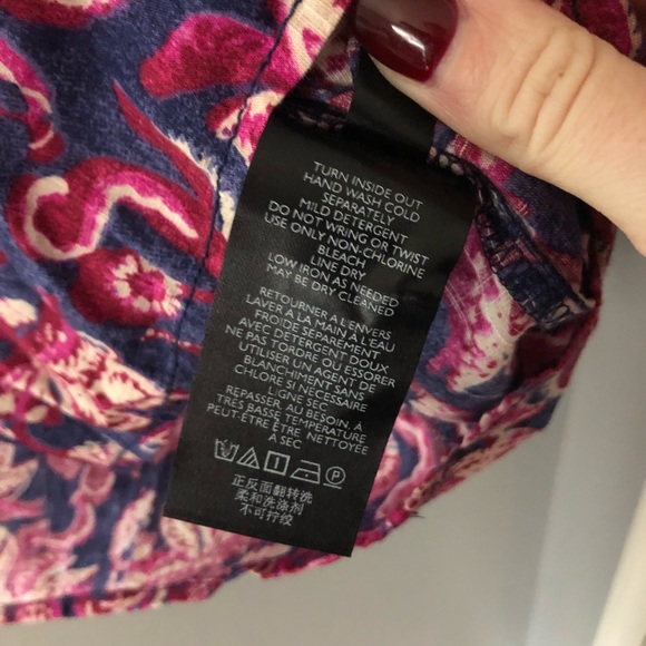 Pilcro Anthropologie Lucille Floral Button Front Tie Peasant Blouse XS N… - Picture 6 of 12